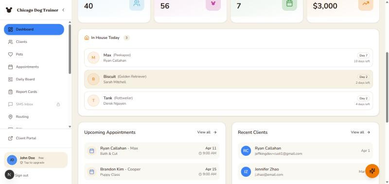 Client & Pet Management screenshot